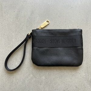 Steve Madden Textured Leather Black Wristlet